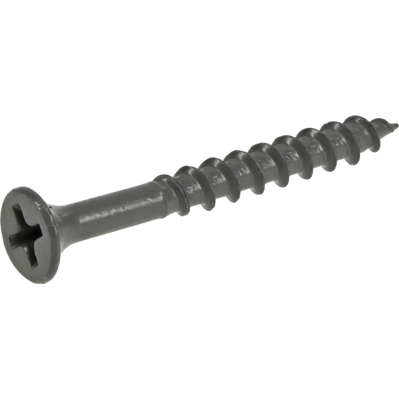Fas-n-Tite 48382 Exterior Wood Screw, Coarse Thread, Phillips Drive, #2 Drive, Bugle Head, 1-5/8 in OAL, Carbon Steel