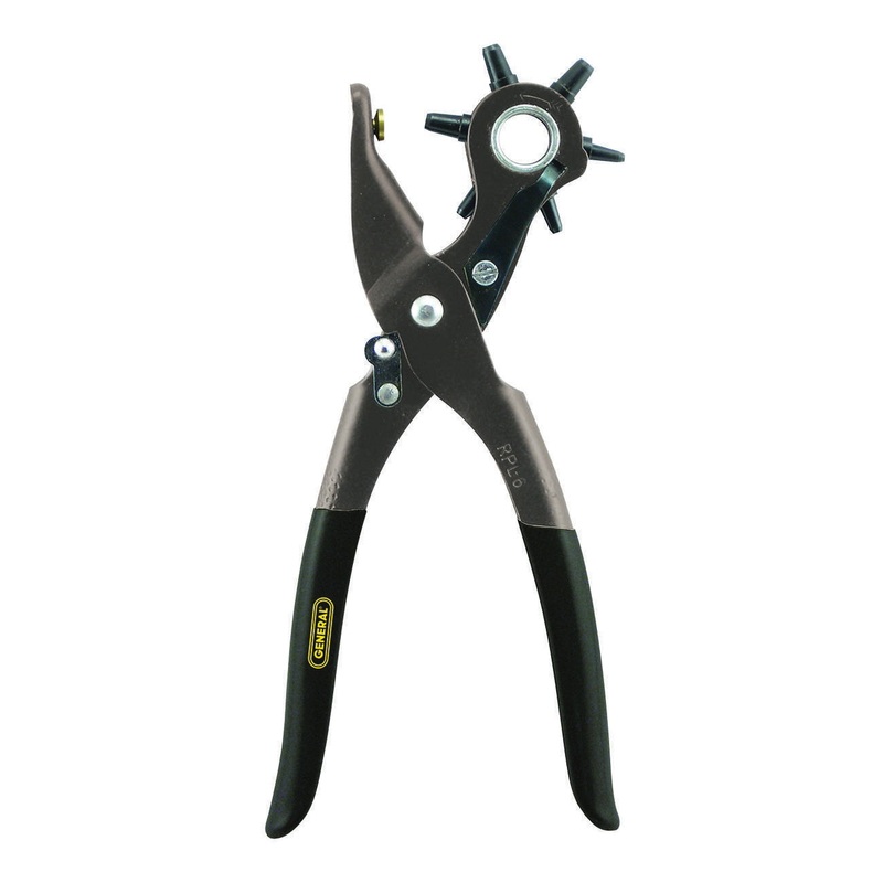 General 72 Hole Punch Tool, 5/64 in, 3/32 in, 7/64 in, 1/8 in, 5/32 in, 3/16 in Punch, 8-1/2 in OAL, Leather/Steel