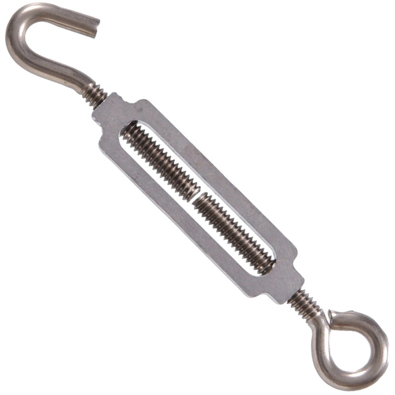 HARDWARE ESSENTIALS 321892 Exterior Turnbuckle, Hook x Eye End, 60 lb Load, #10-24 Thread, 5-5/8 in L Retracted