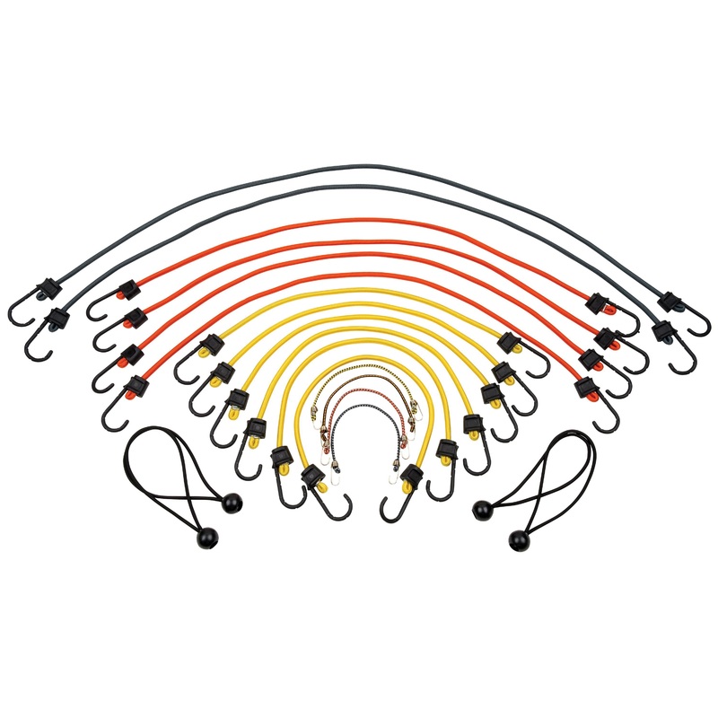 KEEPER 06328 General Purpose Bungee Cord, Rubber Cord, Multi-Color Cord, Steel Hook, Polypropylene-Coated Hook