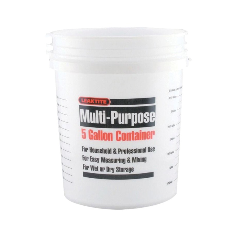 LEAKTITE 005GFNAT120 Multi-Purpose Bucket, 5 gal Capacity, Natural, HDPE, Screw Top Lid