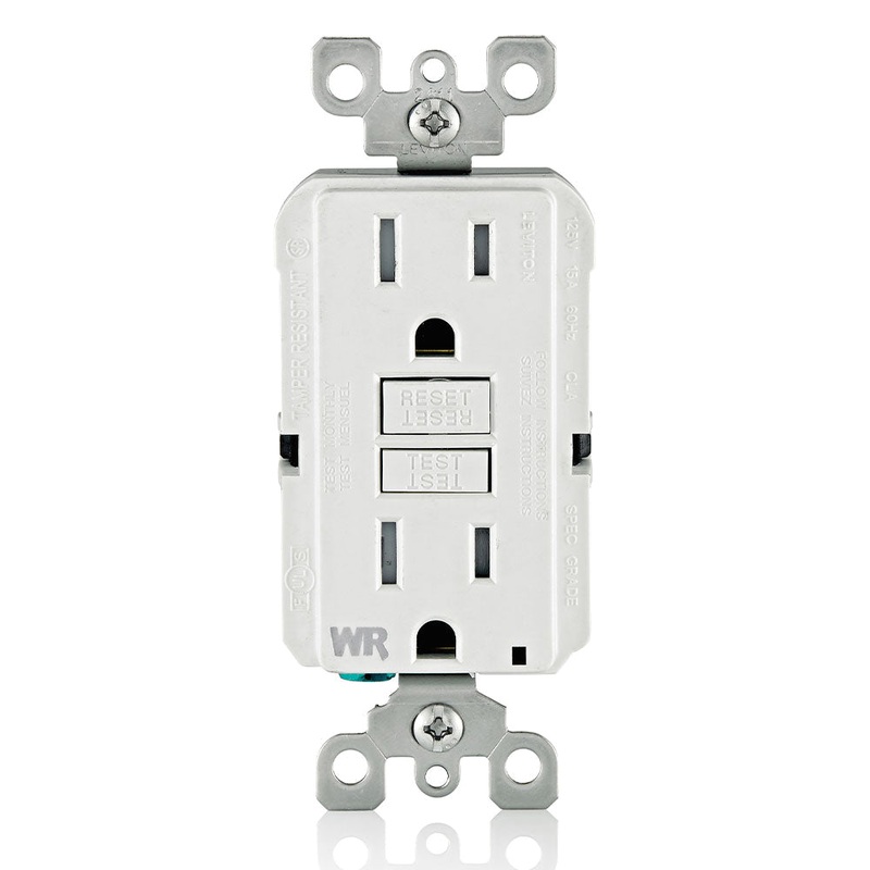 Leviton GFWT1-0KW Tamper-Resistant GFCI Receptacle/Outlet, 125 VAC, 15 A, 2 -Pole, 3 -Wire, White