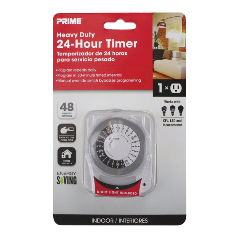 PRIME TNINL2412 Indoor Heavy-Duty Electromechanical Timer, 125 V Input