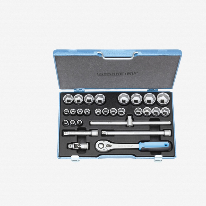 Gedore 19 VMU-10 Socket set 1/2" 28 pcs hex 10-36 mm