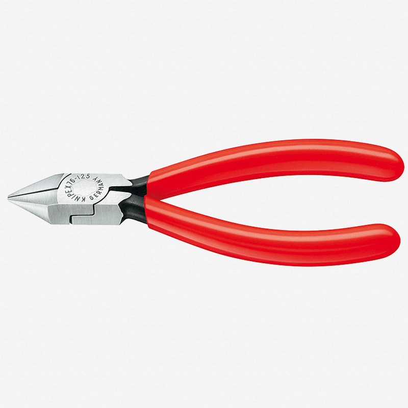 Knipex 5" Diagonal Cutters for electromechanics w/ Tapered Head and Small Bevel - Plastic Grip