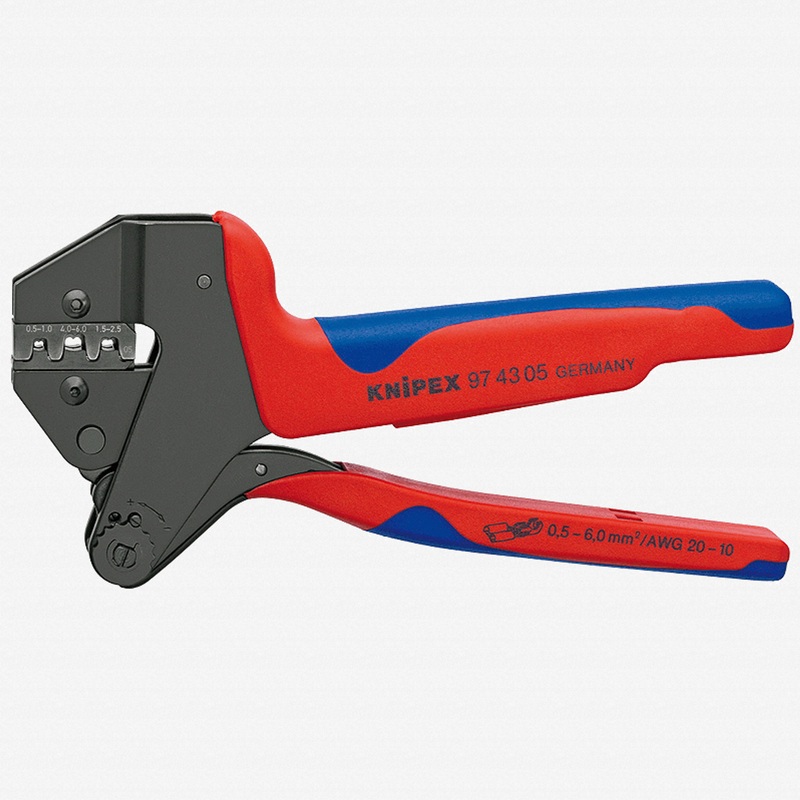Knipex Crimp System Pliers for exchangeable crimping dies w/ Die for non-insulated open plug-type