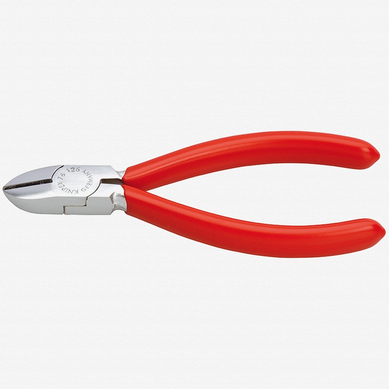 Knipex 5" Diagonal Cutters for electromechanics - Chrome w/ Plastic Grip