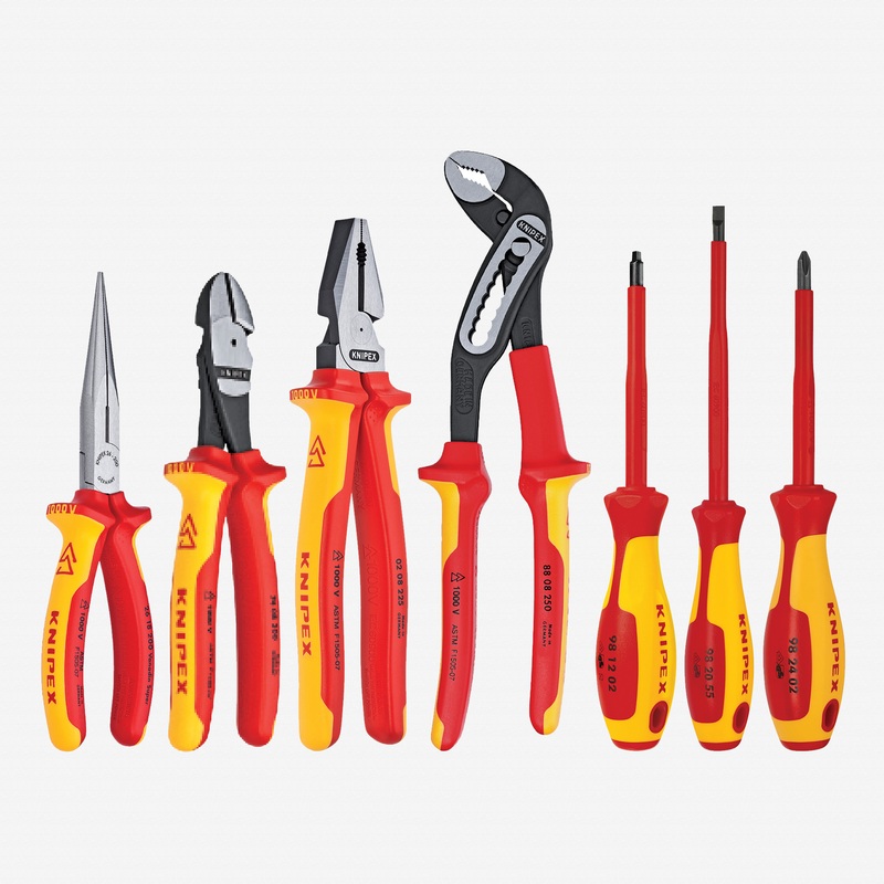 Knipex 7 Piece Pliers / Screwdriver Tool Set w/Cutters - Insulated 1,000V, Nylon Pouch