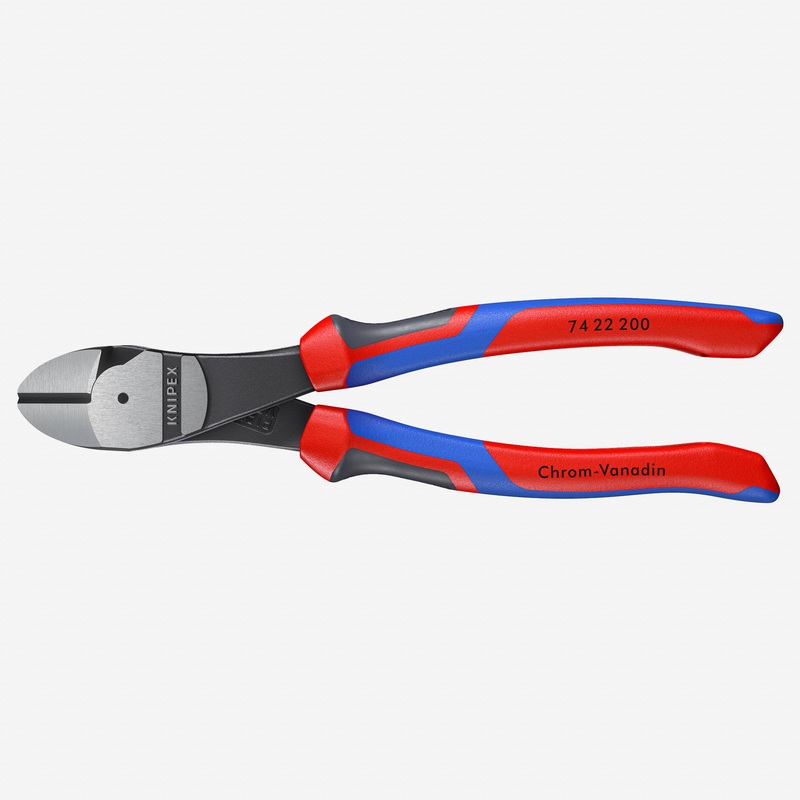 Knipex 8" High Leverage Diagonal Cutters, 12-Degree Angled- MultiGrip