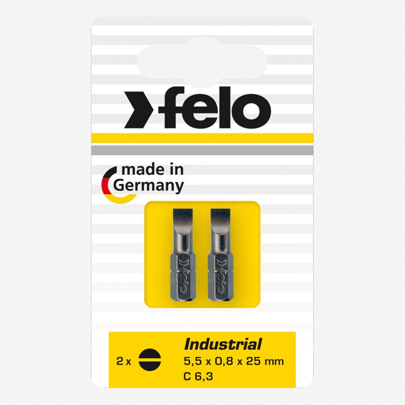 Felo Slotted 5.5 x 1.0 x 25 mm Bits  - 2 Pieces