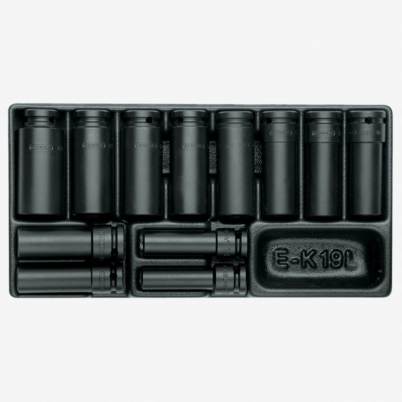 Gedore 1500 ES-K 19 L Set impact sockets 1/2" in 1/3 ES tool module