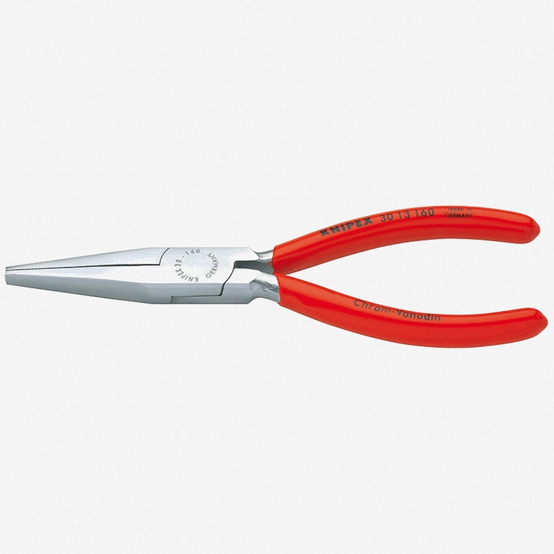 Knipex 6.3" Long Nose Pliers (flat jaws) - Chrome w/ Plastic Grip