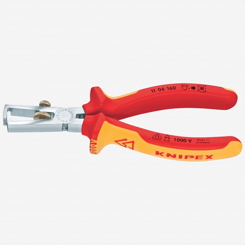 Knipex 6.3" Wire Insulation Strippers - Insulated Chrome MultiGrip