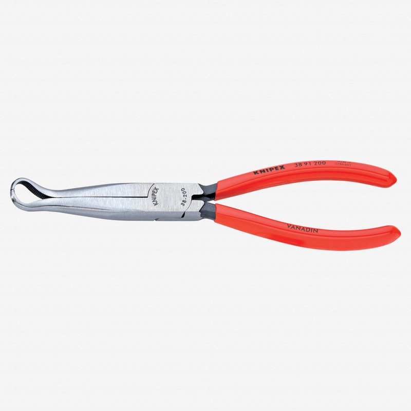 Knipex 8" Mechanic's 45 Degree Bent Pliers (spark plug cover grabber) - Plastic Grip