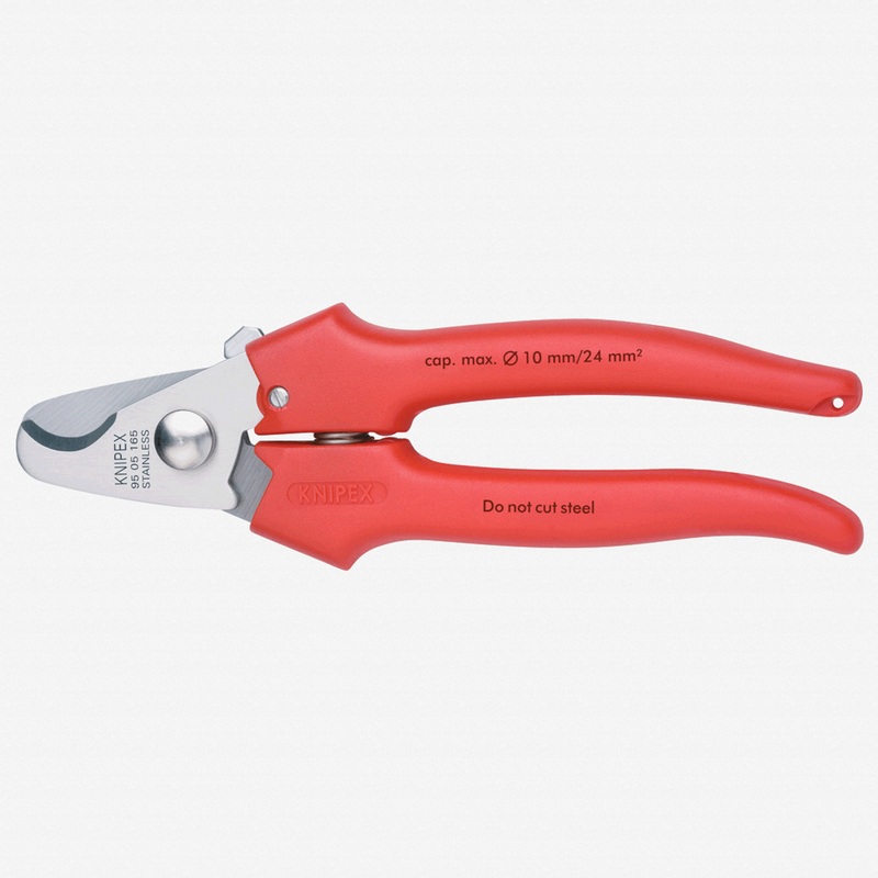 Knipex 6.5" Cable Shears w/ Spring and Locking Lever - Plastic Grip
