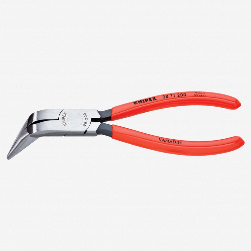 Knipex 8" Mechanic's 70 Degree Bent Pliers (half-round jaws) - Plastic Grip