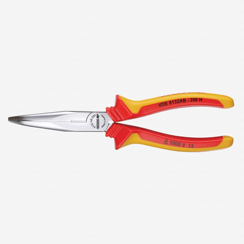 Gedore VDE 8132 AB-200 H VDE Bent nose telephone pliers with VDE insulating sleeves 200 mm