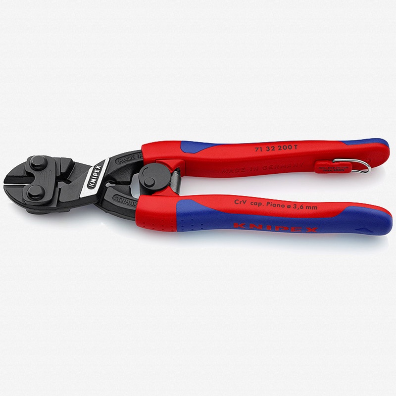 Knipex 8" Cobolt Compact Bolt Cutters Recessed Blade w/ Spring - MultiGrip Tethered Attachment