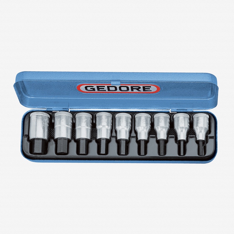 Gedore IN 19 PM Screwdriver bit socket set 1/2" 9 pcs in-hex 5-17 mm