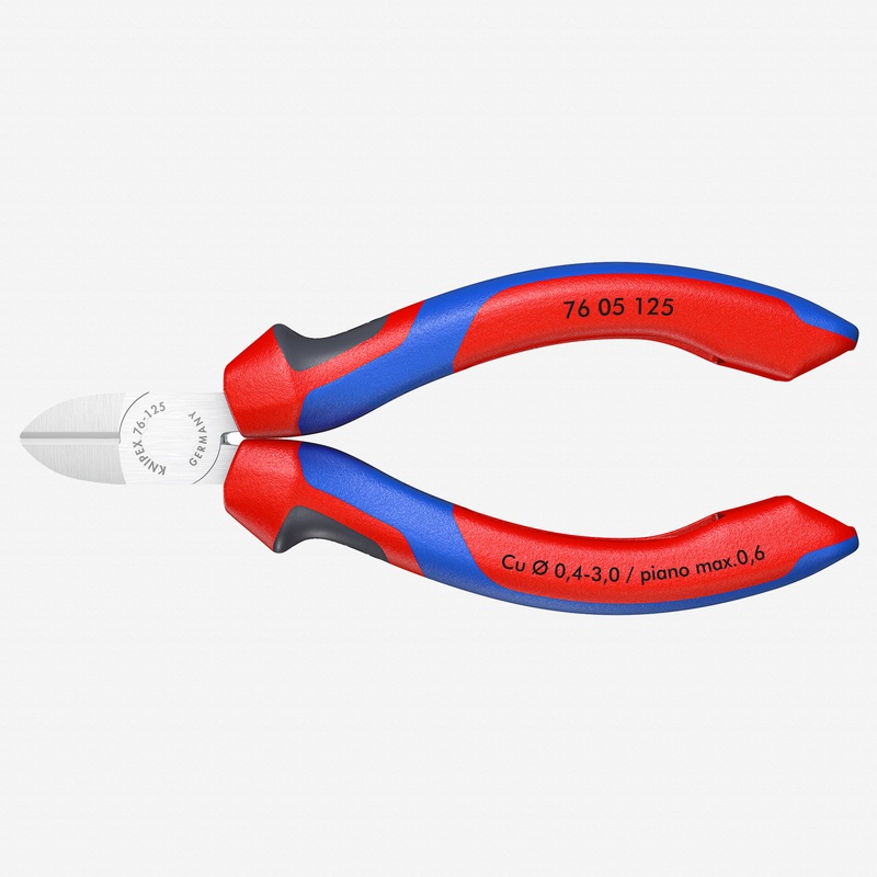Knipex 5" Diagonal Cutters for electromechanics - Chrome w/ MultiGrip