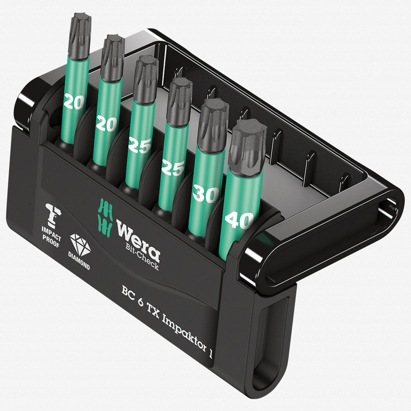 Wera 057693 Bit-Check 6 TX Impaktor 1 Power Bit Set