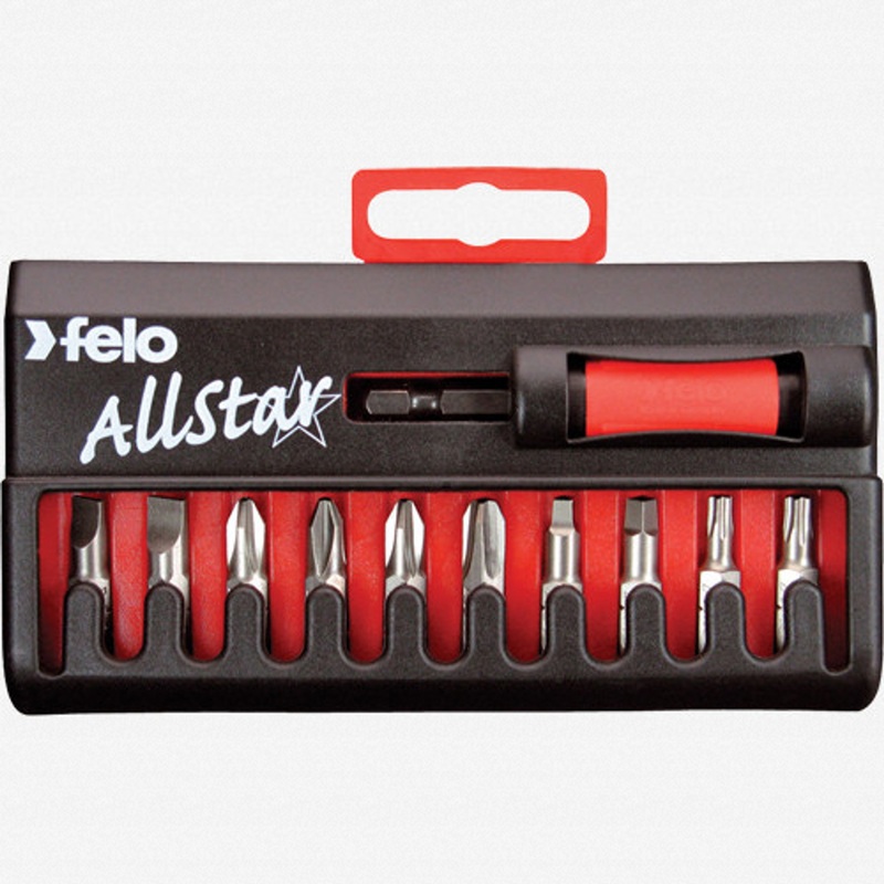 Felo AllStar 10 piece Universal Bit Set - Slotted, Phillips, Square, Torx