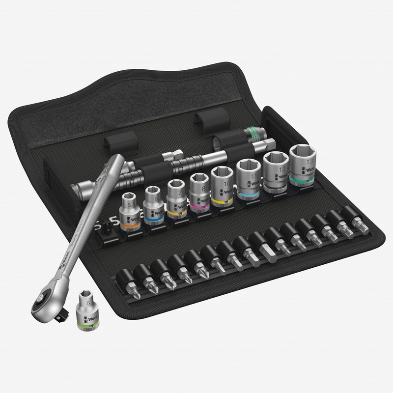 Wera 004017 Zyklop Metal Ratchet 1/4" Drive with Push-Through Square Metric Set