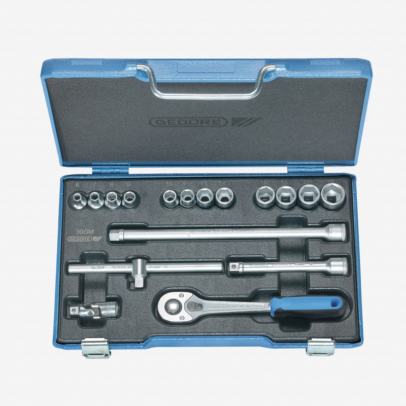 Gedore 30 GMU-10 Socket set 3/8" 17 pcs hex 6-19 mm
