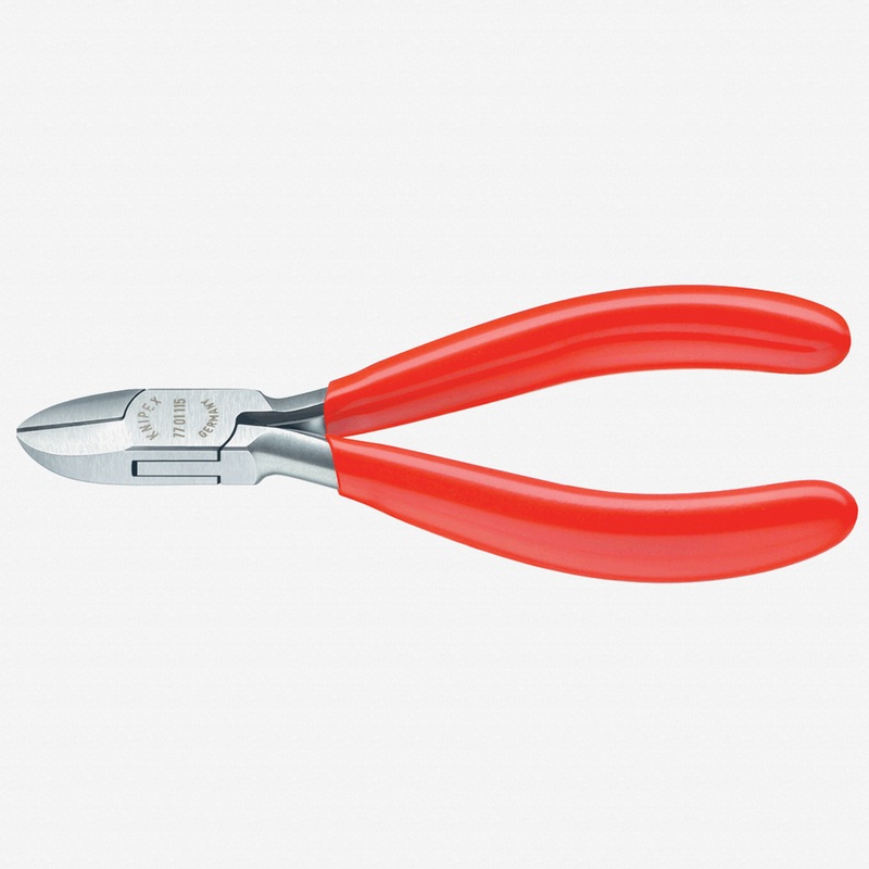 Knipex 4.5" Electronics Diagonal Cutters Round Head w/ Bevel - Plastic Grip