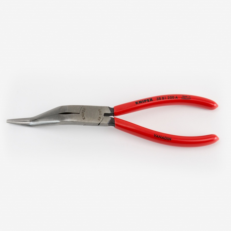 Knipex 8" Mechanic's Double Angle Long Nose Pliers w/o Cutter - Plastic Grip, A Pattern