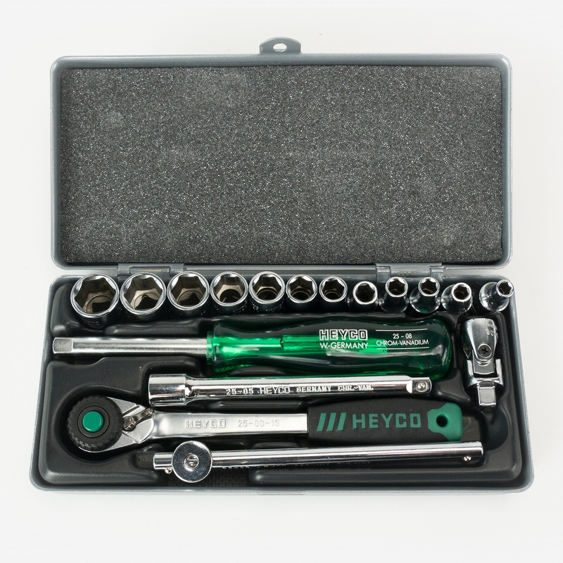 Heyco Metric 6 Point 1/4" Drive Socket Set, 17 Pieces