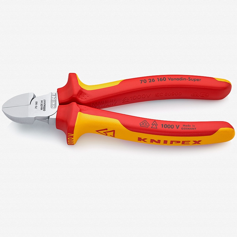Knipex 6.3" Diagonal Cutters with Small Bevel - Insulated