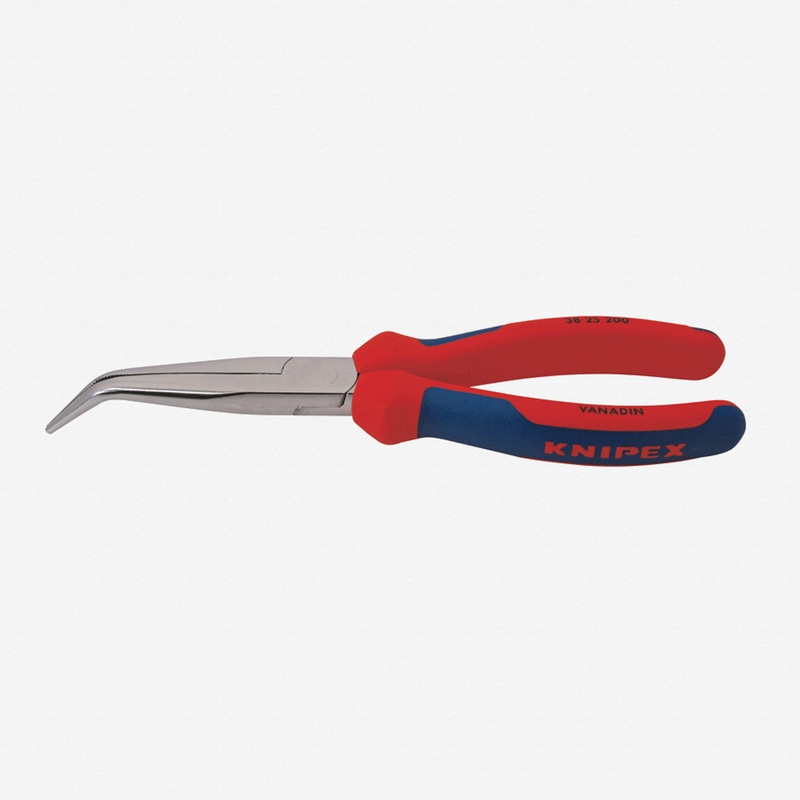 Knipex 8" Mechanic's 40 Degree Bent Pliers (half-round jaws) - Chrome w/ MultiGrip