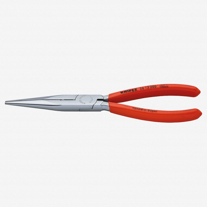 Knipex 8" Snipe Nose Side Cutting Pliers (Stork Beak Pliers) - Chrome with Plastic Grip