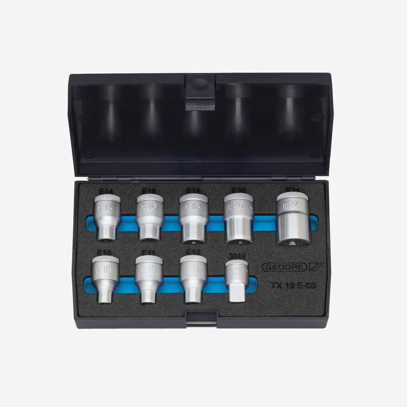Gedore TX 19 E-09 Socket set 1/2" 9 pcs TORX E10-24