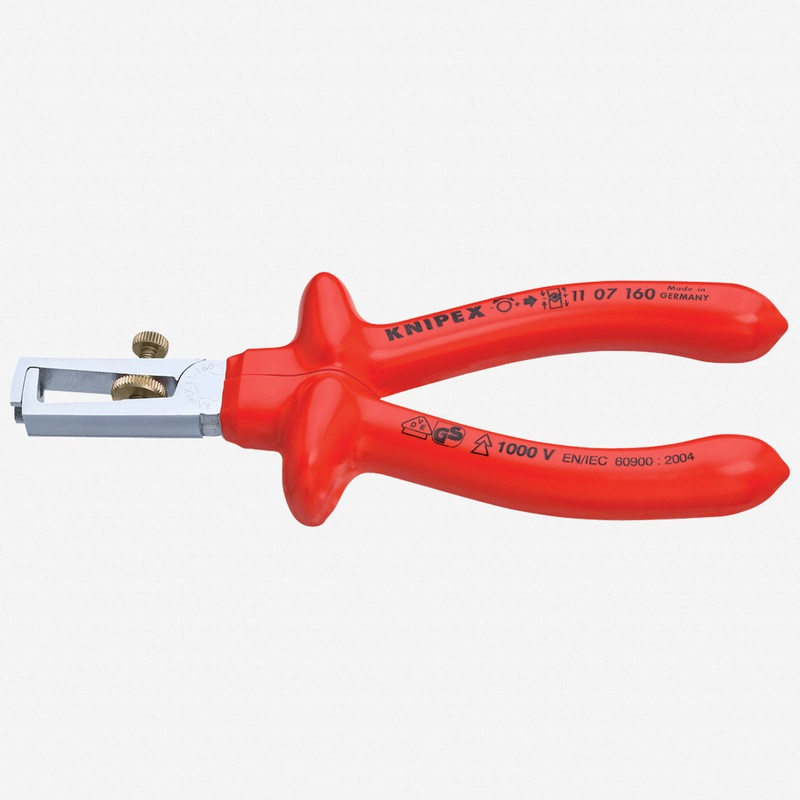 Knipex 6.3" Wire Insulation Strippers - Insulated Chrome Plastic Dipped