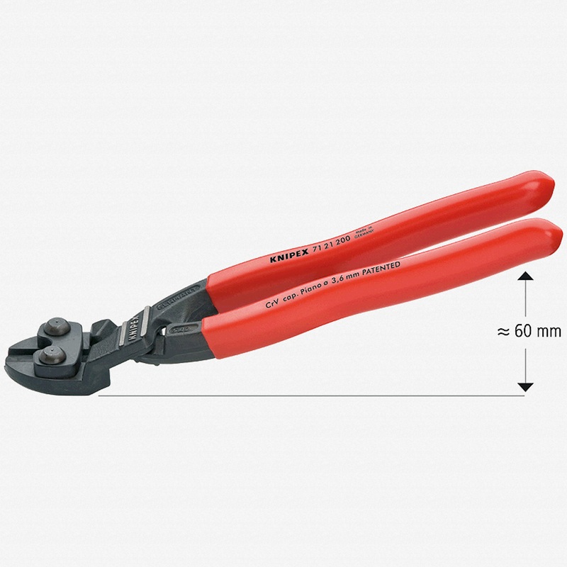 Knipex 8" Cobolt Compact Bolt Cutters 20 Degree Angled - Plastic Grip