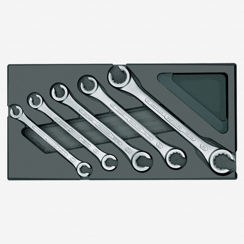 Gedore 1500 ES-400 Set of open flare nut spanners in 1/3 ES tool module