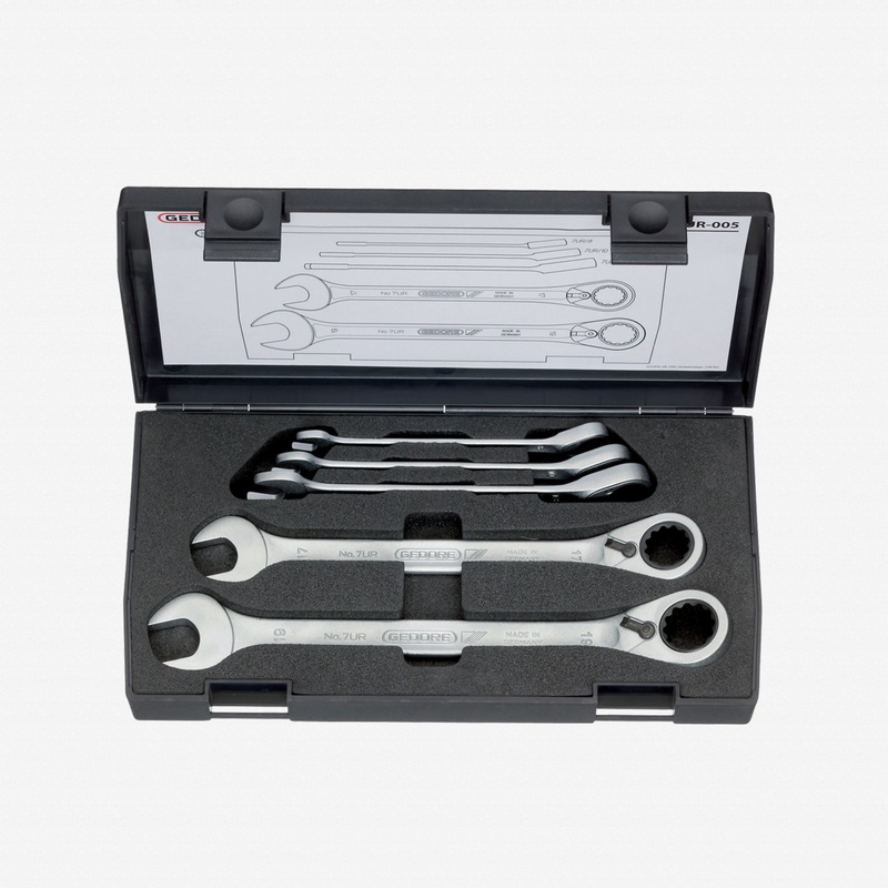 Gedore 7 UR-005 Combination ratchet spanner set, reversible 5 pcs 8-19 mm
