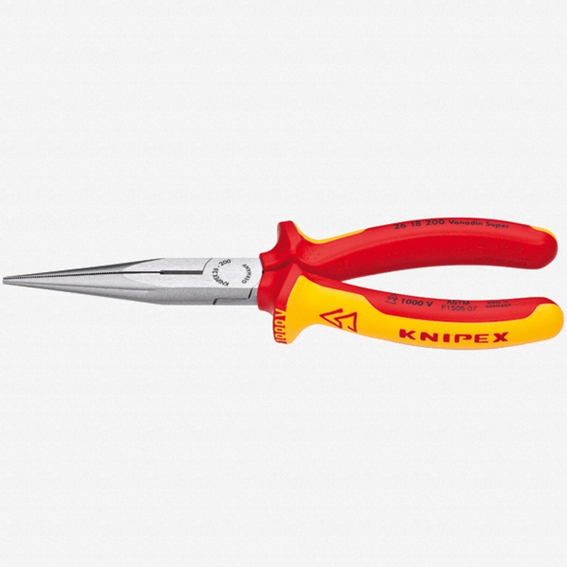 Knipex 8" Snipe Nose Side Cutting Pliers (Stork Beak Pliers) - Insulated