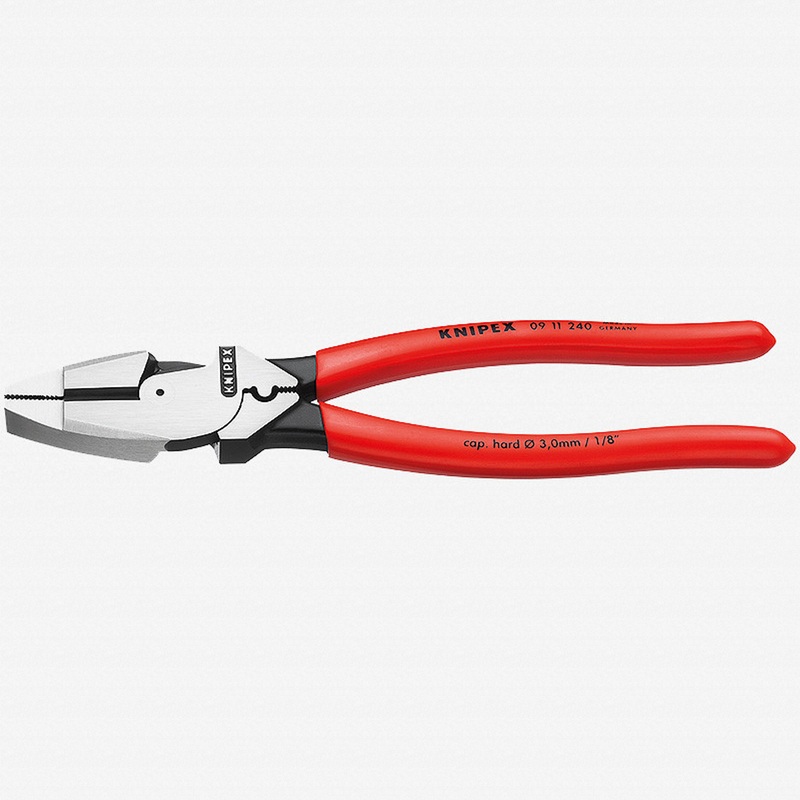 Knipex 9.4" Lineman's Pliers w/ Fish Tape Puller - Plastic Grip