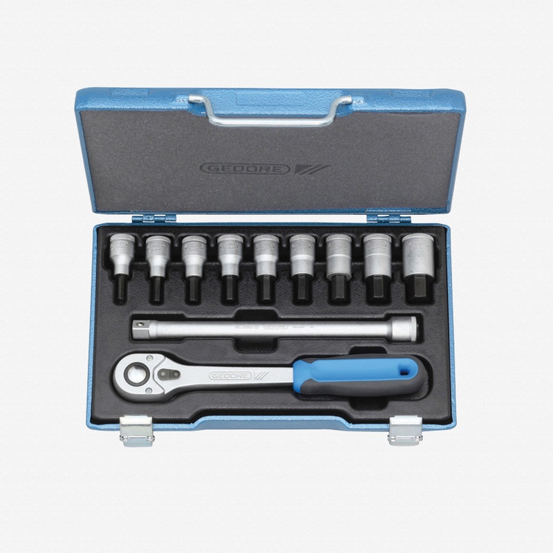 Gedore IN 19 Q Screwdriver bit socket set 1/2" 11 pcs in-hex 5-17 mm