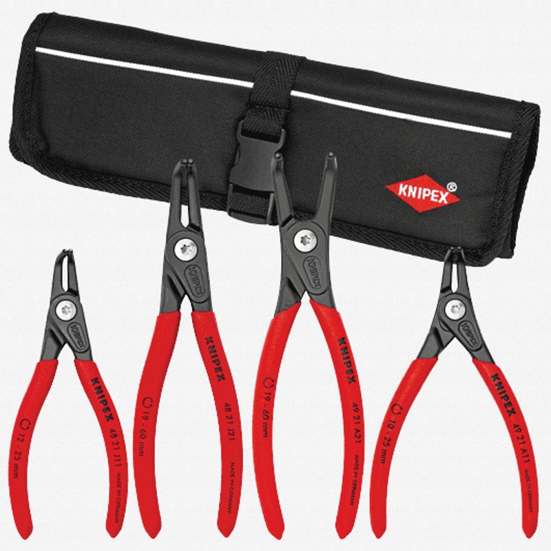 Knipex 4 Piece Precision Circlip Pliers Set in Tool Roll - 90 Degree (Set 1)