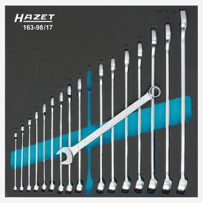 Hazet 163-98/17 Combination Wrench Set 12-Point, 17 Pieces