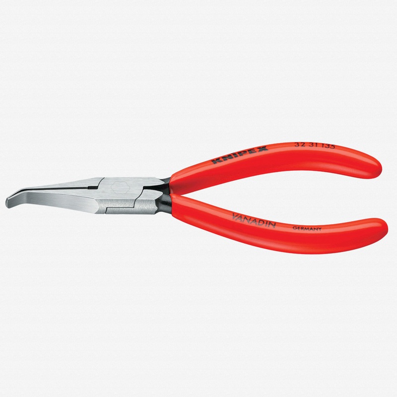 Knipex 5.3" Relay Adjusting 40 Degree Bent Pliers (flat jaws) - Plastic Grip