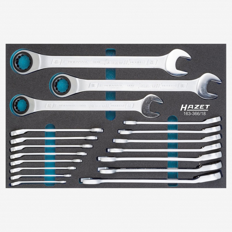 Hazet 163-366/18 Ratcheting combination wrench set