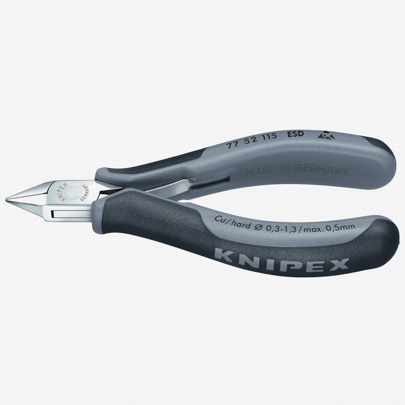 Knipex 4.5" ESD Electronics Diagonal Cutters Pointed Flat Head w/ Small Bevel - MultiGrip