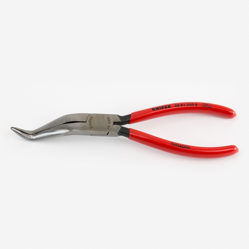 Knipex 8" Mechanic's Double Angle Long Nose Pliers w/o Cutter - Plastic Grip, B Pattern
