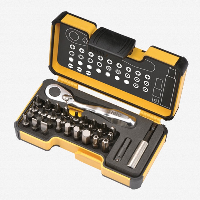 Felo Felo XS 33 piece Box SL,Hex,PH,PZ,TX Bits Mini Ratchet, Bitholder