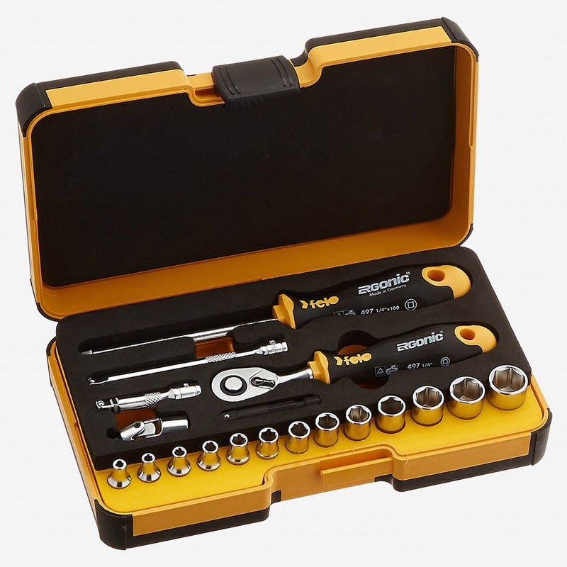 Felo R-GO 19 19pc Box Sockets, Ergonic Ratchet, INCH